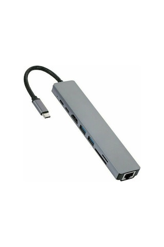 Alfais 4681 Type C To Hdmi Usb Sd Microsd 8In1 Ethernet Çevirici