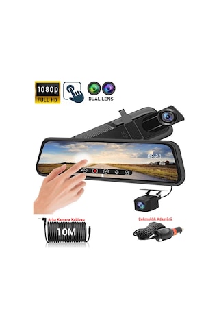 Mpıa Aynalı Araç Kamerası 10" Ekran 1080p Geri Görüş Çakmaklık