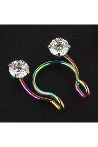 Suntek Paslanmaz Çelik Burun Halkası 8mm Döngü Çember Renkli Çok Renkli