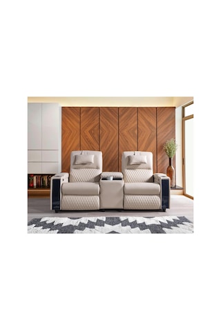 Anika İkili Sinema Koltuğu Rehome İkili Koltuk 205x97x105 Cm Bej