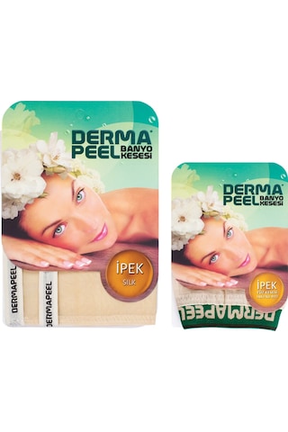 Dermapeel Doğal İpek Banyo Kesesi + Doğal İpek Yüz Kesesi Set Krem