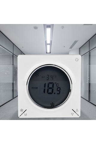 Lemestar 806f Klima Fan Coil Termostati: Mikroişlemci Kontrol, Lcd Ekran, Isı/soğuk Mod, Enerji Tasarrufu, Pc+abs Ateş Dayanıklı Kasa