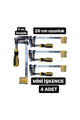 4 Adet 20 Cm Mini İşkence F Tipi Plastik Saplı Marangoz Tipi