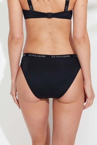 U.S. Polo Assn. Kadın Siyah Kalın Kenarlı Lastikli Bikini Alt Siyah
