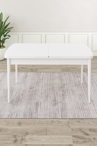 Canisa Exve Serisi 80x132 Açılabilir Beyaz Masa Takımı Ve 6 Cappucino Sandalye Masa Beyaz Sandalyeler Cappucıno