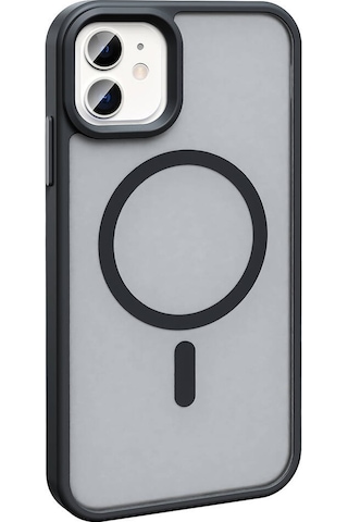 Apple Uyumlu iPhone 12 Kılıf M-safe Şarj Özellikli Mat Arka Yüzey Zore Sio Kapak Siyah