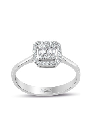 0.25 Ct Modern Tasarım Baget Kare Tektaş Yüzük