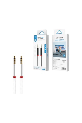 Ekılıf - Aux Audio Kablo 3.5mm 1m Au-707 Örgü Tasarımlı Aux Audio Kablo 3.5mm 1m - Siyah - T37800 Siyah