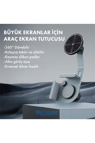 Microcase Araç İçi Multimedya Ekran Yanı Magsafe Uyumlu Güçlü Manyetik Telefon Tutucu, Teleskobik Ayarlanabilir-al5828 Gümüş