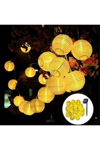 20 Led 3 Metre Güneş Enerjili Japon Feneri 8 Mod Led Bahçe Teras