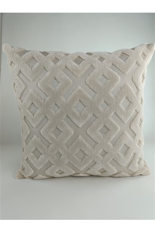 Mrs.gugar Punch Peluş Kırlent Kılıfı Bej Bej