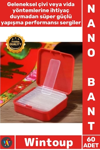 Bant Şeffaf Nano Pu Jel Süper Güçlü Yıkanabilir Pratik Sabitleyici Çift Taraflı Bant Seti 60 Parça Çok Renkli