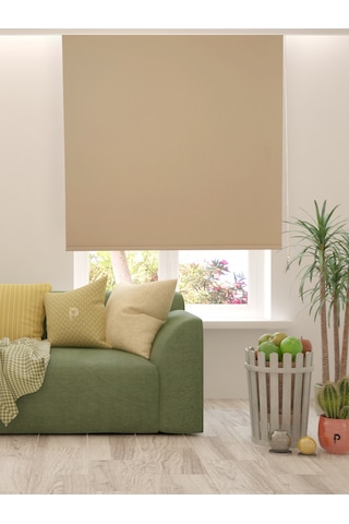 Br Perle Açık Kahverengi Düz Mekanize Stor Perde Yüksek Kalite Metropol Serisi Açık Kahverengi