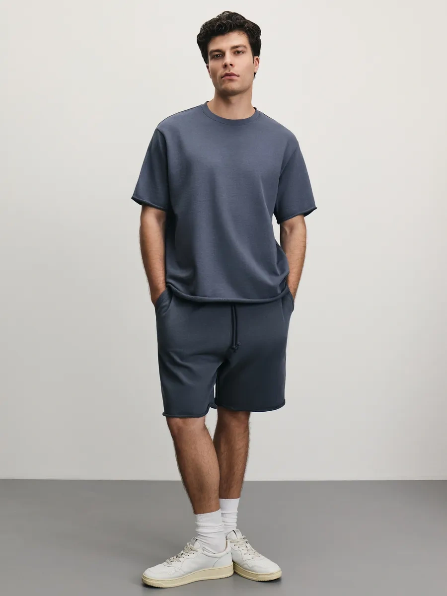 Zarına Oversize Koşu Tişörtü Pamuklu İşlenmemiş Kenarlı 436584158 Gri