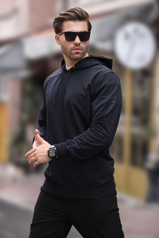Madmext Lacivert Kapüşonlu Erkek Sweatshirt 7069 Lacivert