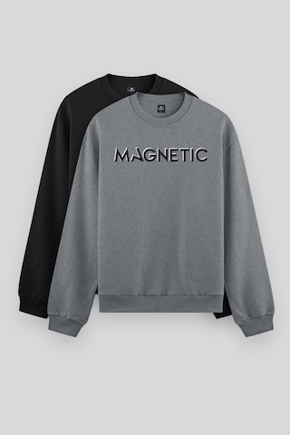 Tommy Life Rahat Form O Yaka 2li Paket Siyah-gri Melanj Erkek Sweatshirt - 88020 Siyah - Gri