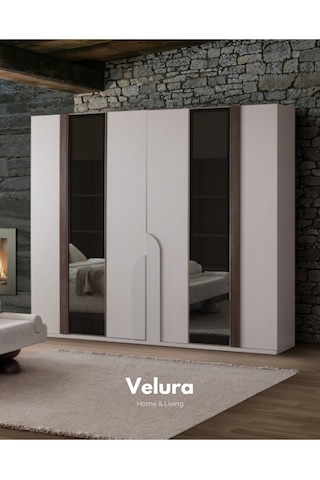 Estella 6 Kapaklı Gardırop Kırık Beyaz
