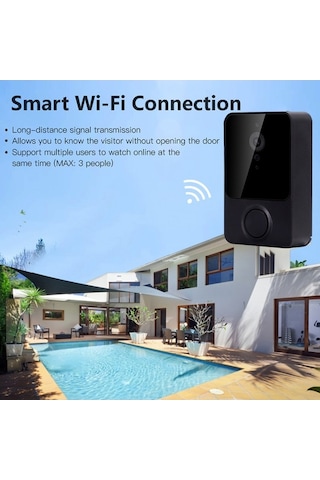 Moly Kablosuz Akıllı Kapı Zili 480p Kamera Pır Hareket Algılama 2yönlü Ses Gece Görüş Beyaz Pır İle Güvenlik Kamerası