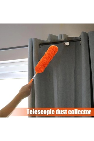 Teleskopik Saplı Mikrofiber Toz Püskülü Turuncu