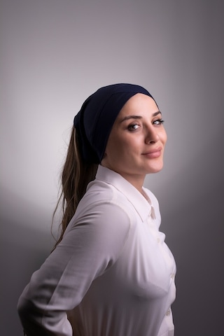 Halven Lacivert Pratik Hazır Geçmeli Iç Bone Viskon Kumaş Çapraz Boru Te Lacivert