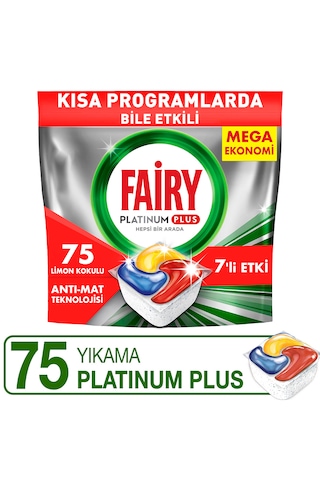Fairy Platinum Plus Limon Kokulu Bulaşık Makinesi Deterjanı 75 Tablet