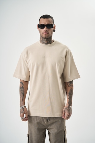 Respire Erkek Da Vinci Baskılı Oversize T-shirt Bej