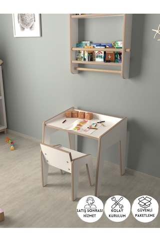 Çocuk Oyun Ve Aktivite Masası Ve Sandalye Beyaz