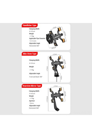 Reedark Alüminyum Bisiklet Telefon Tutucu, Dört Çenekli, Direk Uyumlu, Yol Bisikleti Sürüşü İçin Dayanıklı Tutucu