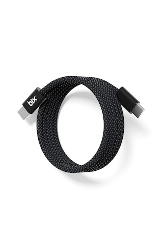 Bix T4cc 65w Usb-c To Usb-c Manyetik Tasarımlı Örgülü Hızlı Şarj Ve Data Kablosu 1 Metre Siyah