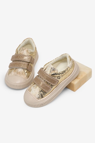 Tonny Black Çoçuk Sim Detaylı Cırtlı Rahat Kalıp Sneaker Çocuk Unisex Altın Sneaker Tbarz1035 Altın