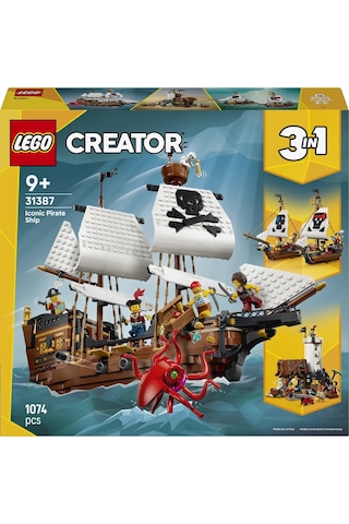 LEGO® Creator 3’ü 1 Arada İkonik Korsan Gemisi 31387 - 9+ Yaş için Kale veya İki Gemi Olabilen Oyuncak Yapım Seti (1074 Parça)