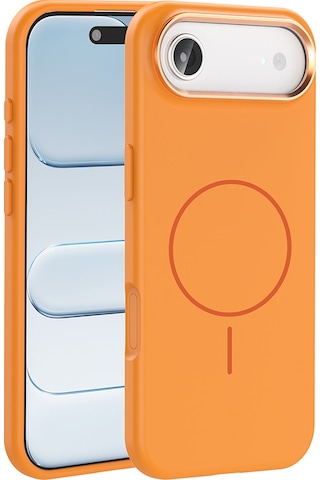Apple Uyumlu iPhone 17 Air Kılıf M-safe Şarj Özellikli Metal Kamera Çerçeveli Mkst Edi Silikon Kapak - Turuncu Turuncu
