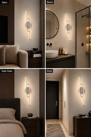 AvizeGO Unis Modern Led Duvar Apliği Günışığı Gri