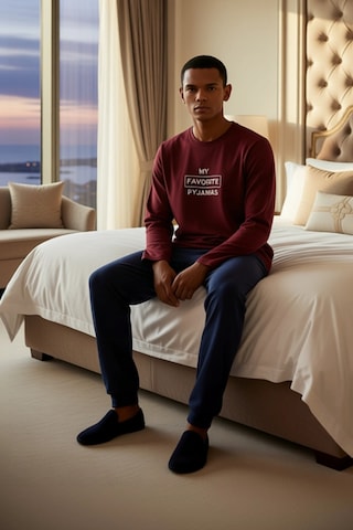 Erkek Antrasit Baskılı Sweatshirt Ve Pantolon Ev Giyim Takımı Fon Bordo