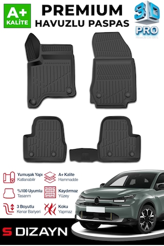 S-dizayn Citroen C4 Hybrid 3d Pro Havuzlu Paspas 2025 Üzeri A+ Kalite