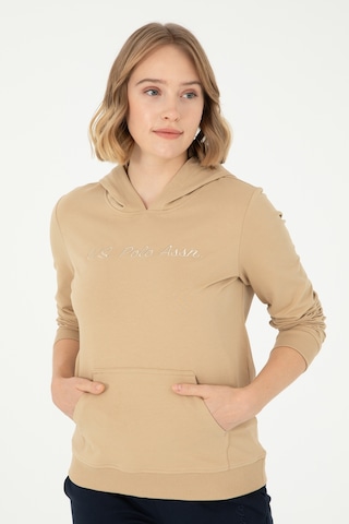 U.S. Polo Assn. Kadın Kum Kapüşonlu Sweatshirt 50296947-VR085
