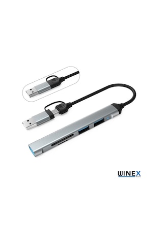 Aırsky Winex 5in1 UsbA Type-C To UsbA 3.01, TF, SD Çoklayıcı Hub Adaptör