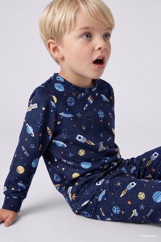 Defacto Uzay Desenli Kadife 2li Pijama Takımı Erkek Bebek I2369a526cwnv241 Lacivert-nv241
