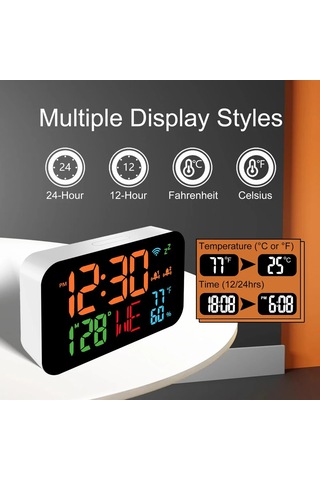 Tuya Wifi Masaüstü Saat Takvimi Akıllı Termometre Higometre Whıte