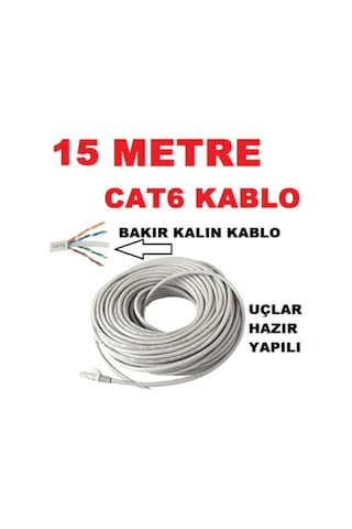 Cat6 Kalin Bakir Internet Kablo 15 Metre Cat6 Kalin Bakir Internet Kablo 15 Metre