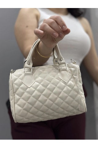 Biçomi Kapaksız Kapitone Krem Cilt Çanta Krem