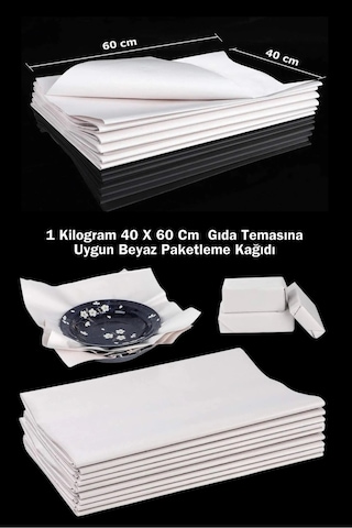 1 Kg 40x60 Cm Beyaz Paketleme Sarma Kağıdı Eşya Taşıma Tabak Bardak Sarma Kağıdı