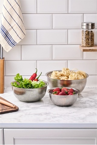 Aryıldız Protools Paslanmaz Çelik Süzgeç Seti 18 + 23 + 27 Cm Gümüş