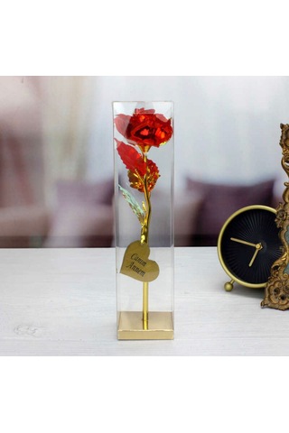 Kırmızı Gül Anneler Günü Kutulu Kırmızı Sonsuzluk Gülü 25x6 Cm Dekoratif Şık Hediye Gül Anneye Özel Zarif Hediye Kod:2
