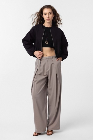 Antioch Crop Kadın Bomber Mont Siyah