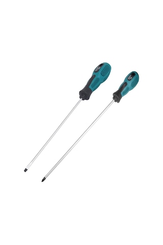 Leasetake Paket 12 İnç Uzunluğunda Yivli Ve Phillips Tornavida Düz Bıçaklı Tornavida Kauçuk Saplı Manyetik Tornavida