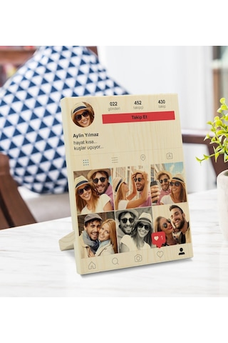 Kişiye Özel Instagram Tasarımlı Dekoratif Ahşap Çerçeve