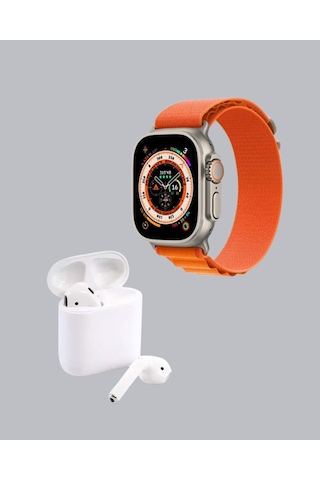 S8 Ultra Akıllı Saat Ve Bluetooth Kablosuz Kulaklık 2 Li Set