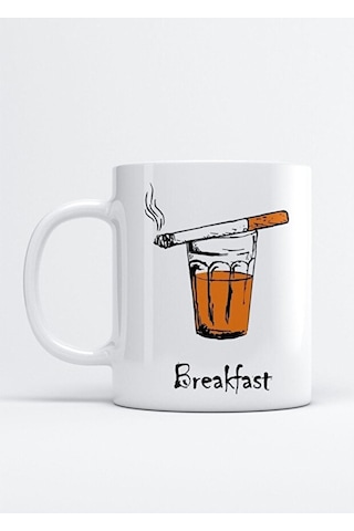 Breakfast Baskılı Kupa Bardak Beyaz