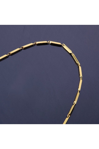 Erkek Çelik Zincir Kolye Altın Sarısı Takı Aksesuar K24 T5